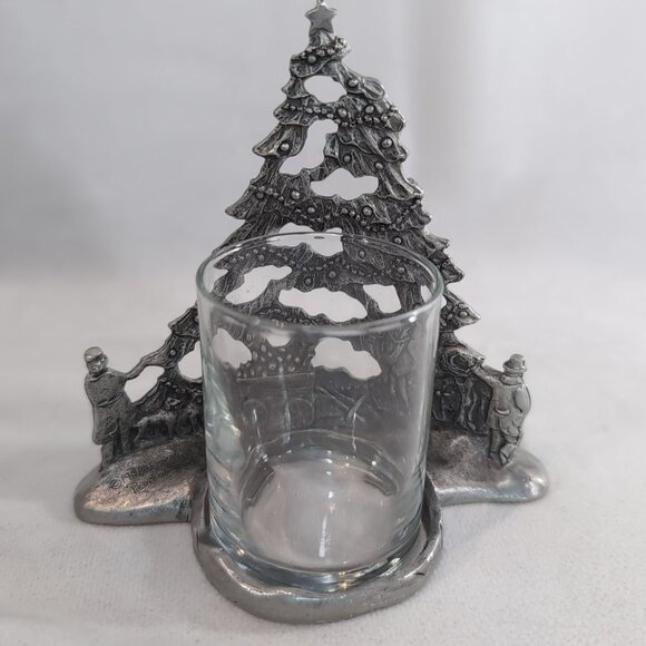 Seagull 1996 Christmas Tree Candle Holder Pewter Etain Zinn Canada Silver Votive - Picture 2 of 11